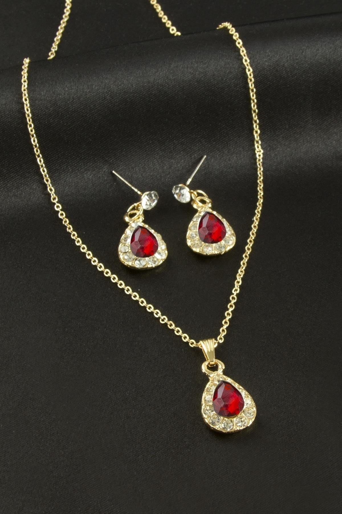 Damla Taşlı Set Kolye