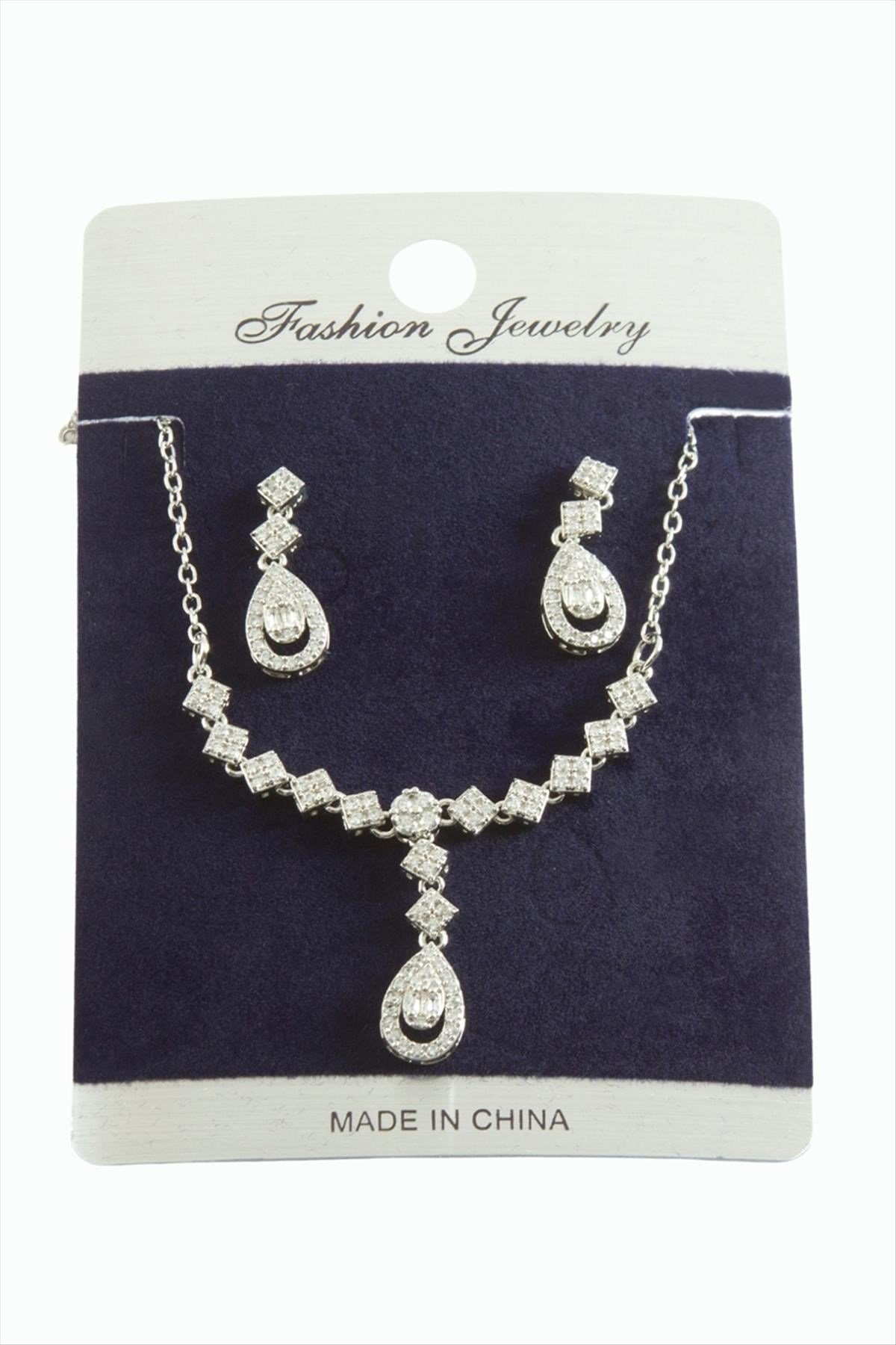 Damla Zirkon Taşlı Set Kolye