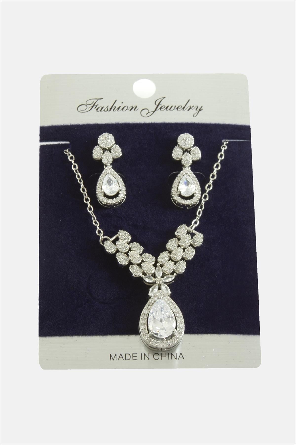 Damla Zirkon Taşlı Set Kolye