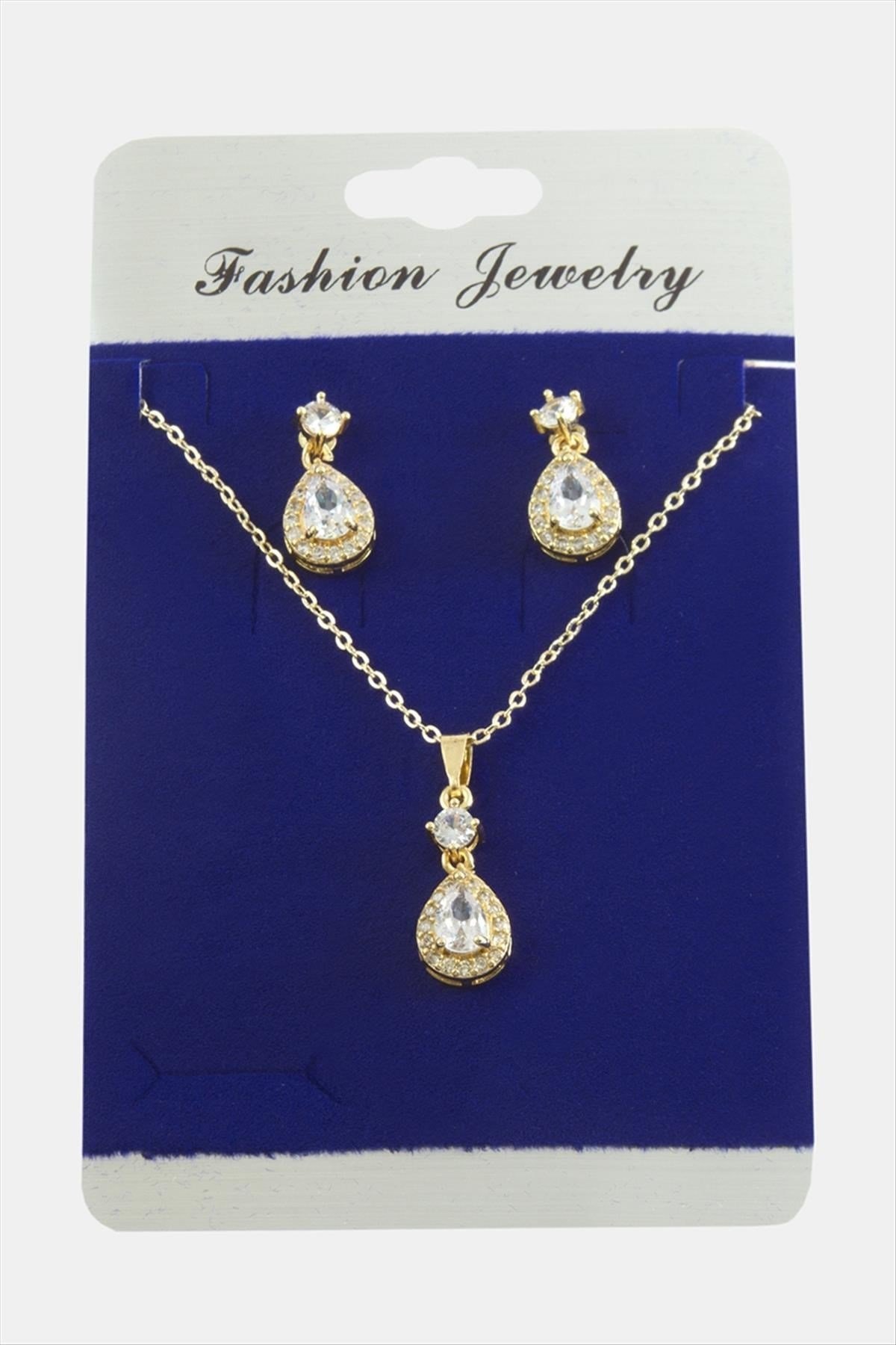 Damla Zirkon Taşlı Set Kolye