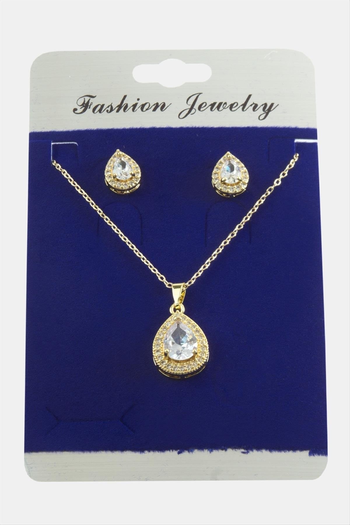 Damla Zirkon Taşlı Set Kolye