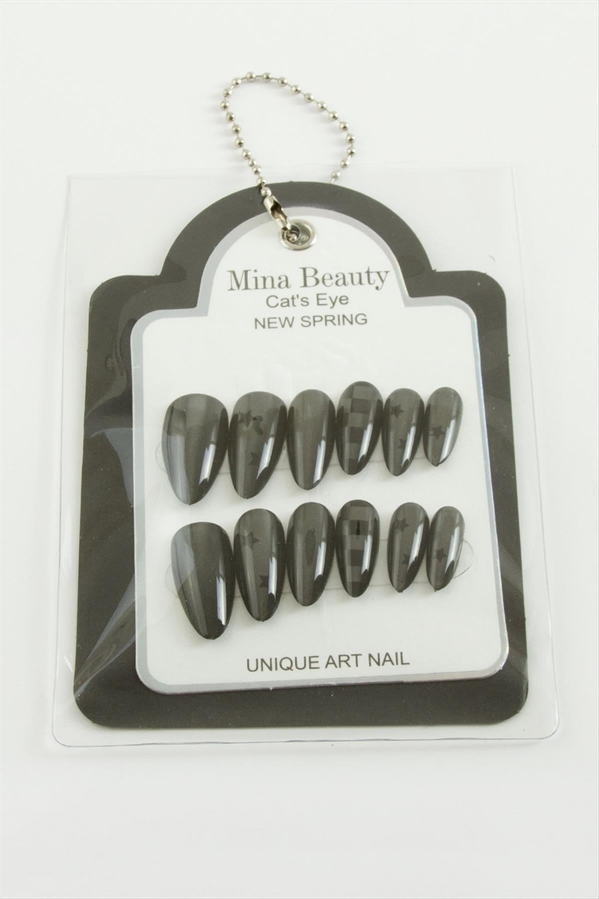 Desenli Mina Beauty Kedi Gözü Takma Tırnak