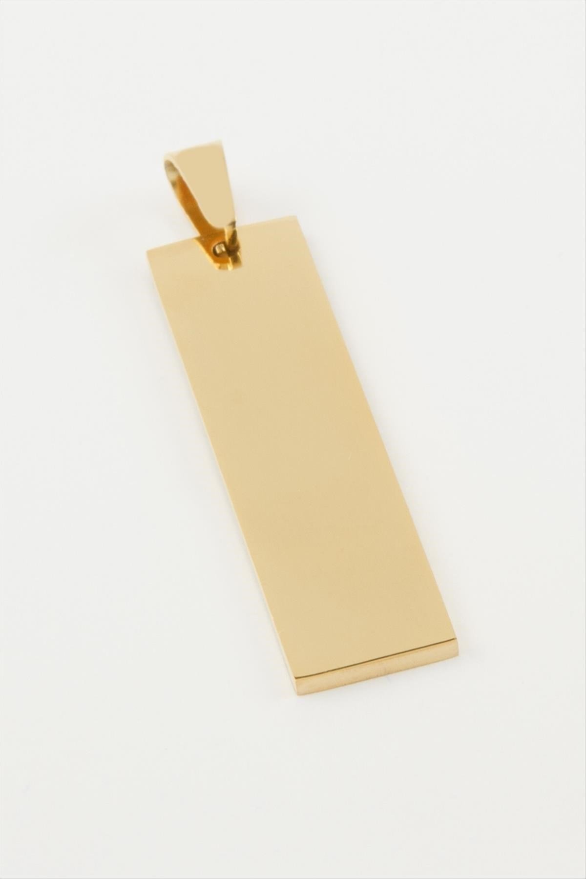 Dikdörtgen İsim Yazılabilir Çelik Kolye Ucu 1*4 cm