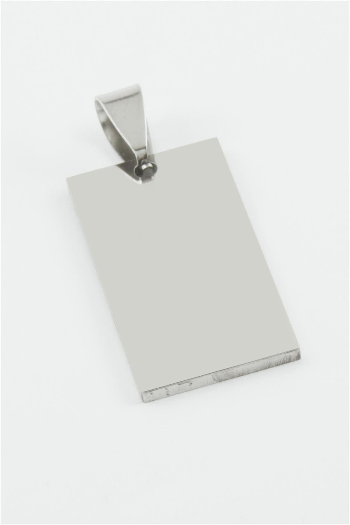 Dikdörtgen İsim Yazılabilir Çelik Kolye Ucu 1,5*3 cm
