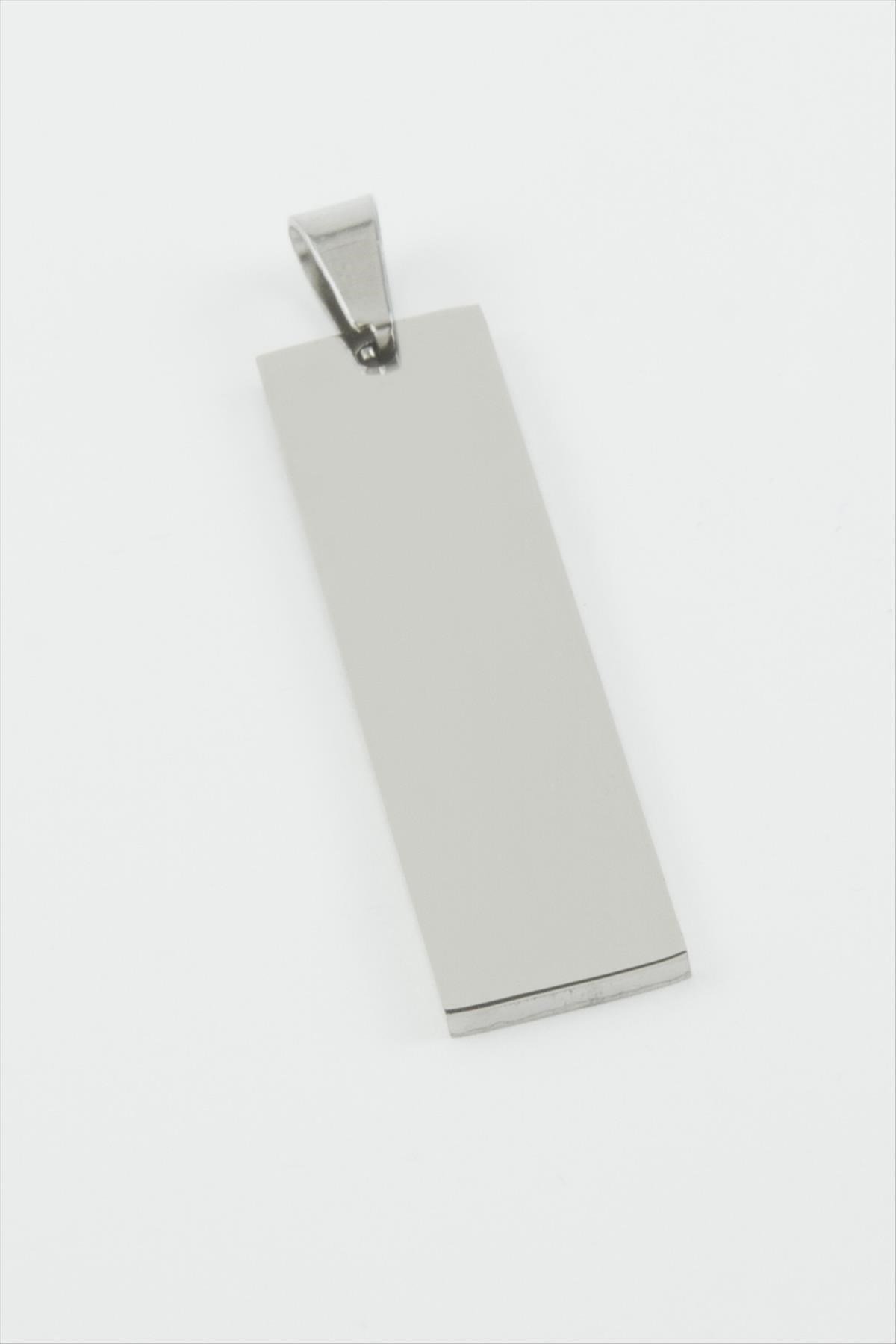 Dikdörtgen İsim Yazılabilir Çelik Kolye Ucu 1*4 cm