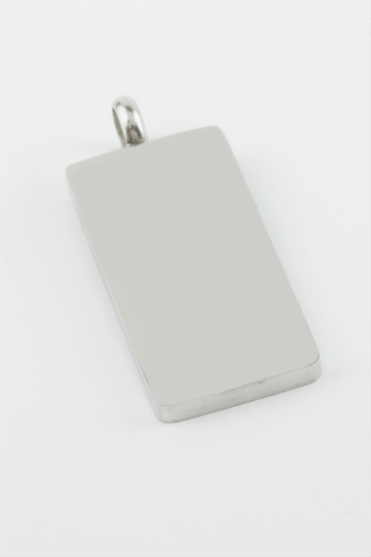 Dikdörtgen İsim Yazılabilir Çelik Kolye Ucu 1,6*3,5 cm