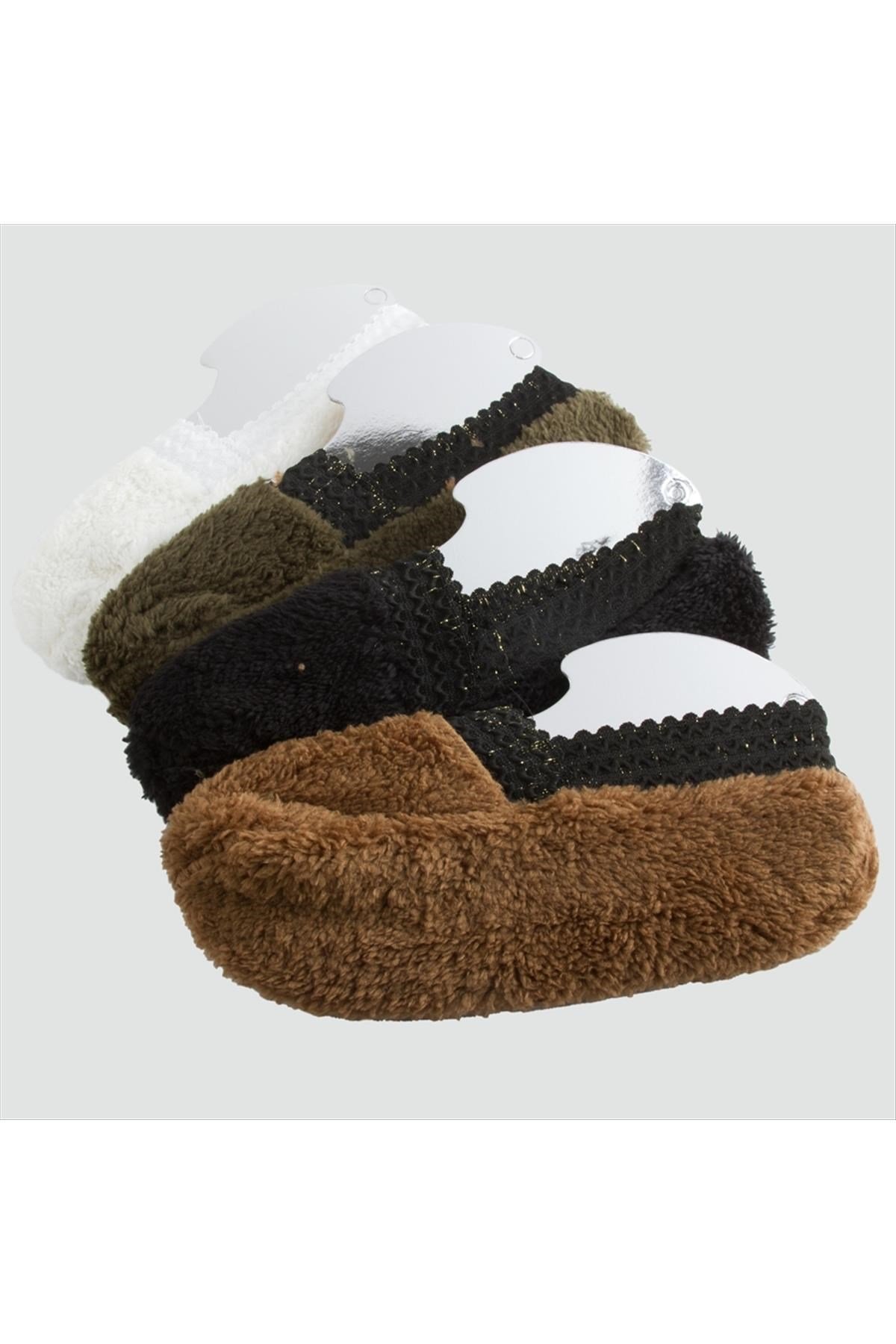 Düz Renkli Peluş Babet 35-40