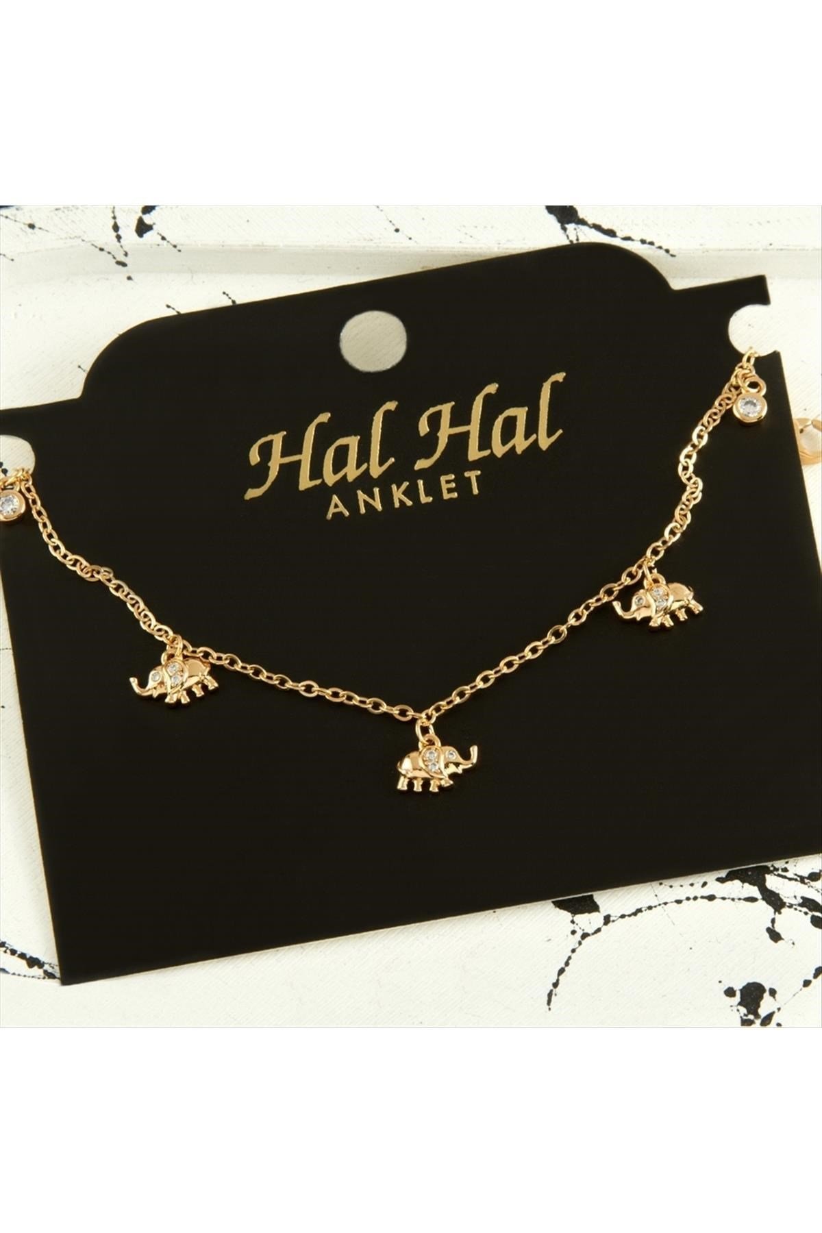 Fil Zirkon Taşlı Lüks Çelik Halhal