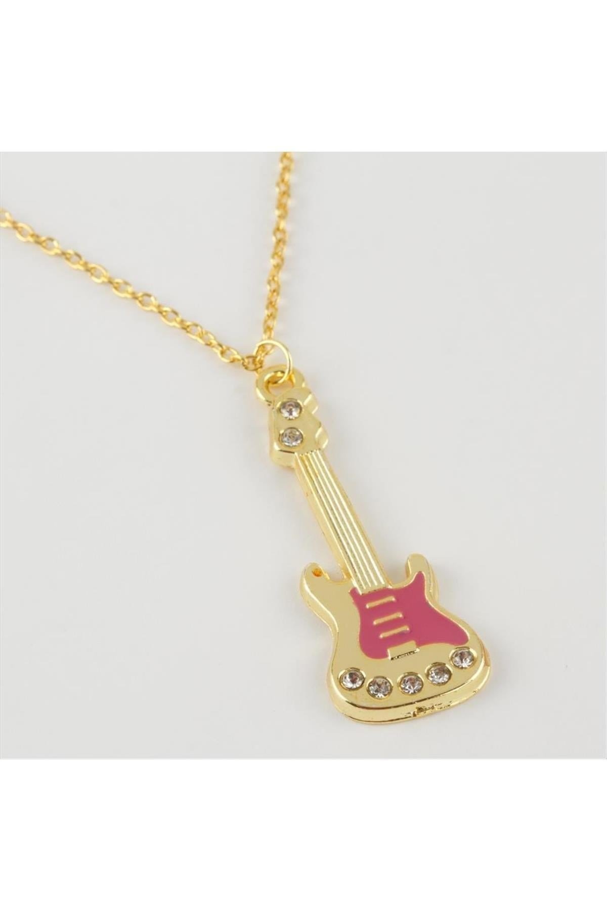 Gitar Figürlü Taşlı Kolye