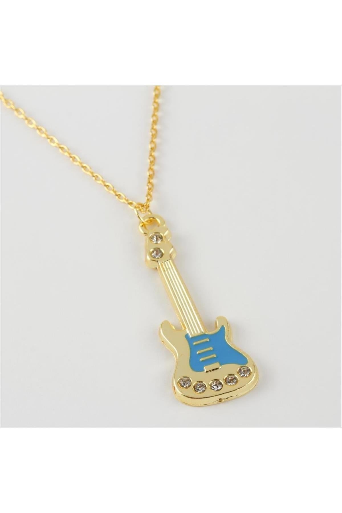 Gitar Figürlü Taşlı Kolye
