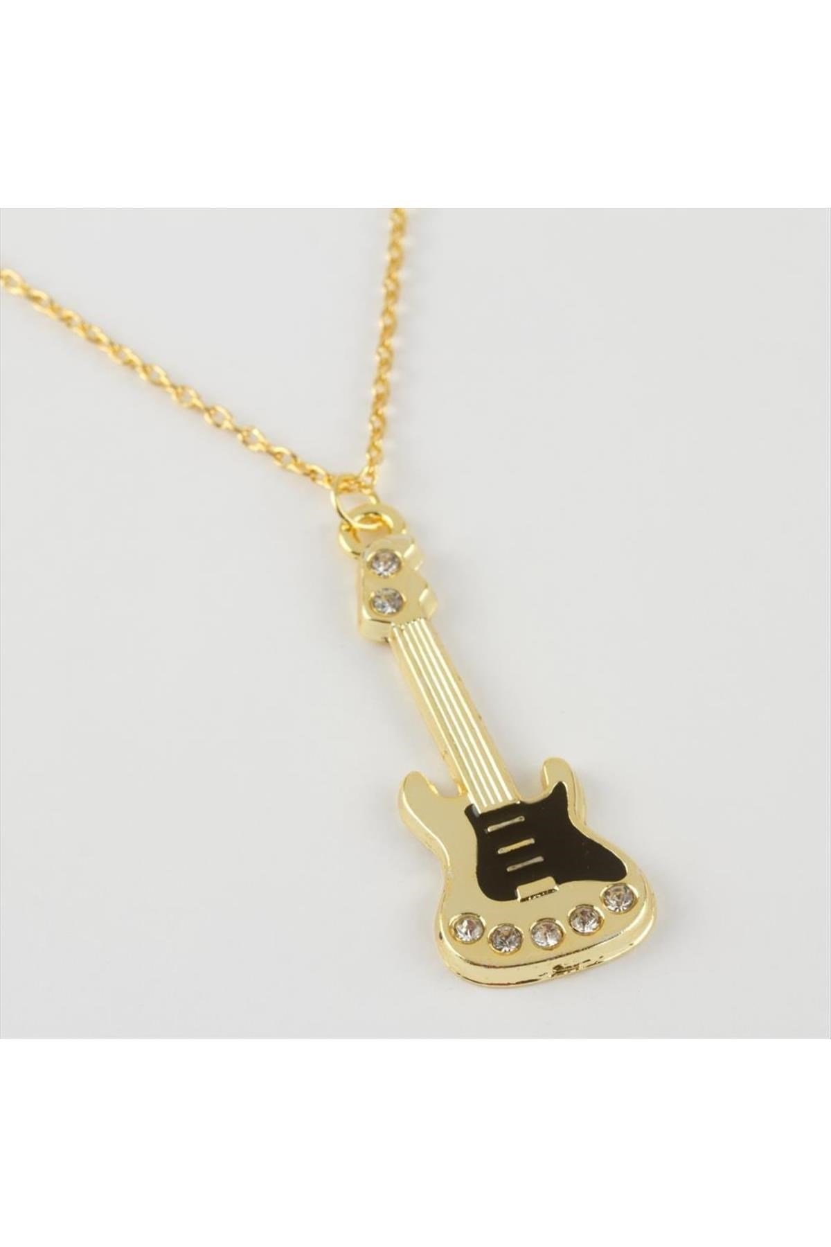 Gitar Figürlü Taşlı Kolye