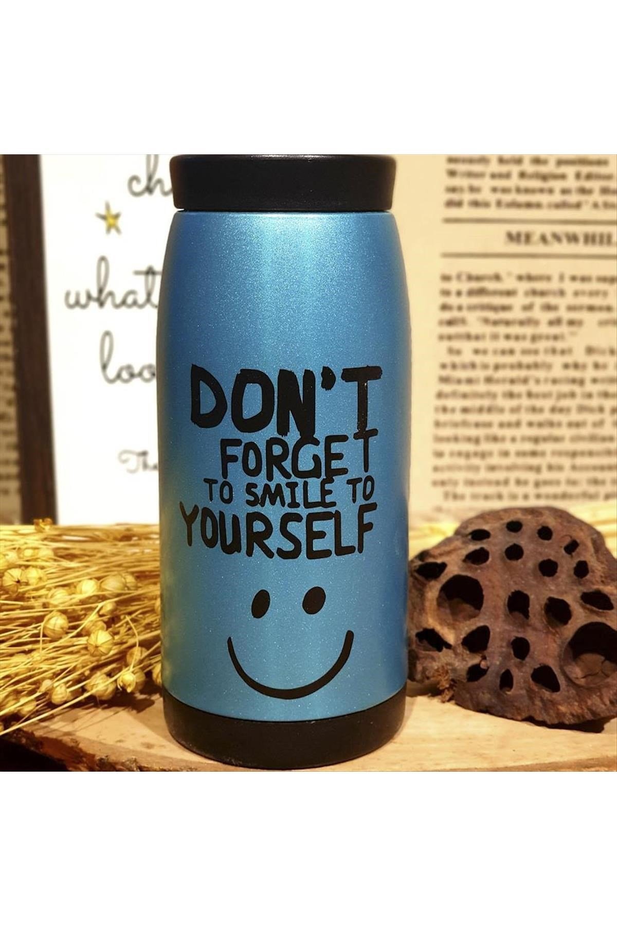 Gülümsemeyi Unutma (Dont Forget To Smile) Yazılı Paslanmaz Çelik Termos