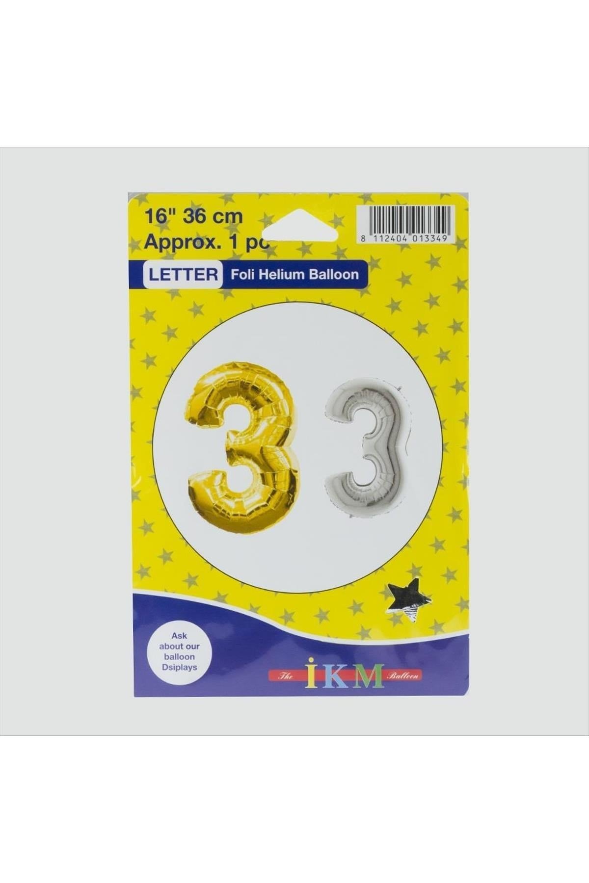 Gümüş Renkli 16*36 Rakam Folyo Balon