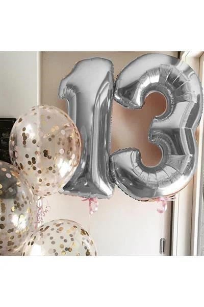 Gümüş Renkli 40*100 Rakam Folyo Balon