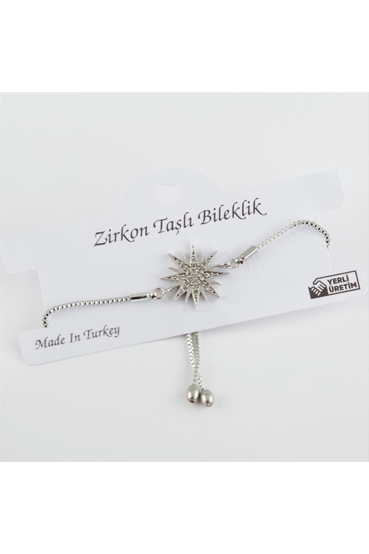 Güneş Figürlü Zirkon Taşlı Asansörlü Bileklik