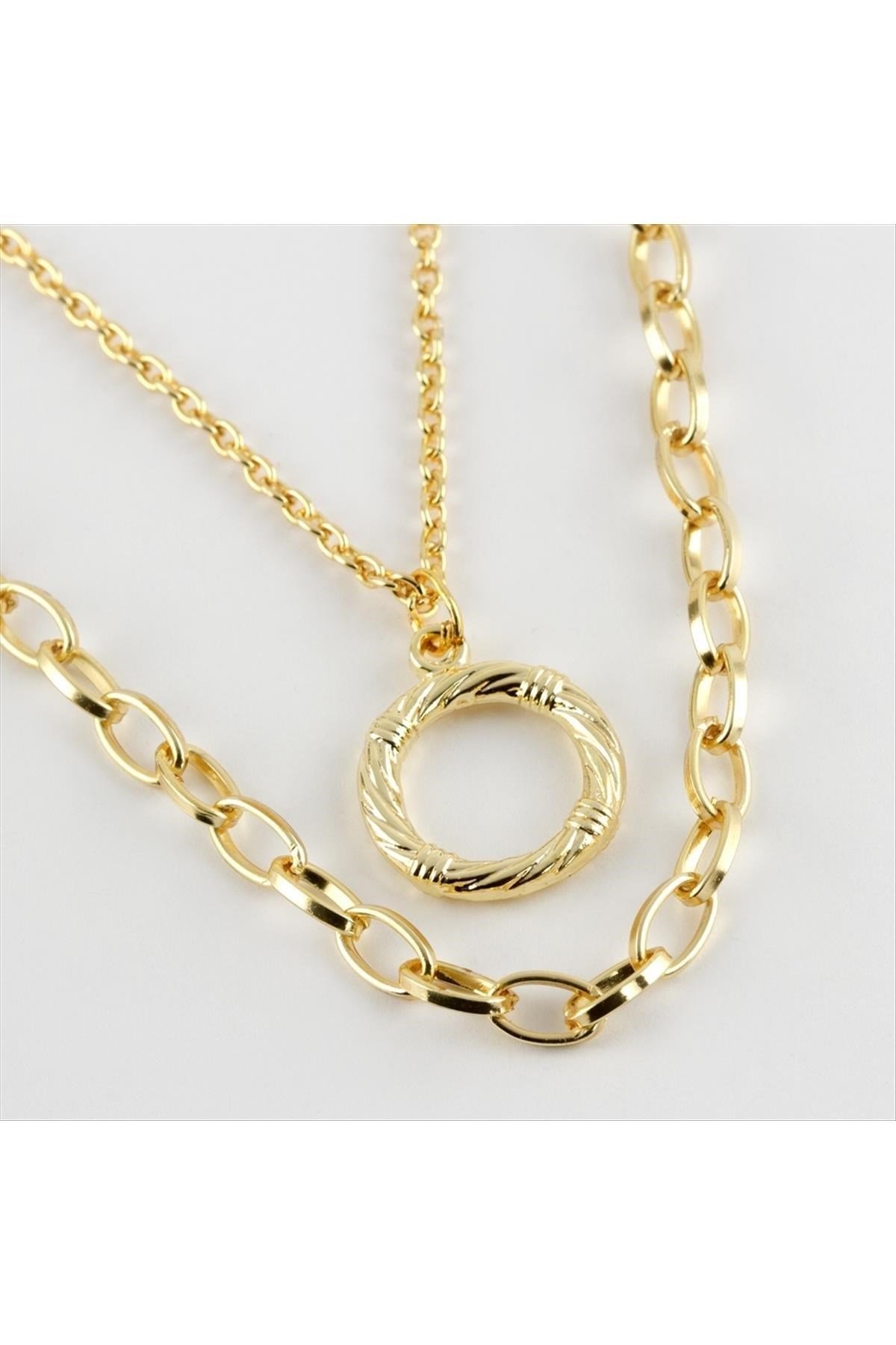 Halka Figürlü Trend İkili Kolye