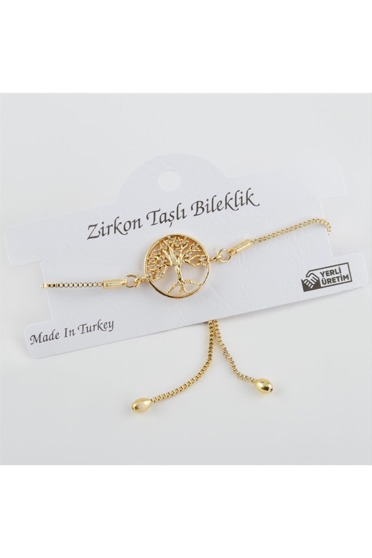Hayat Ağacı Figürlü Zirkon Taşlı Asansörlü Bileklik
