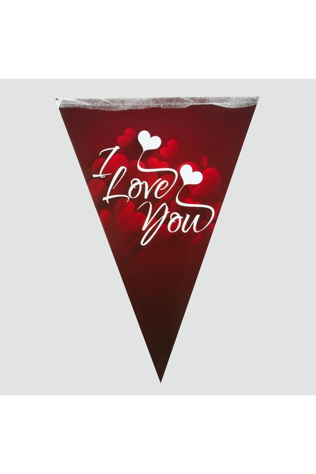 I Love You Yazılı Flama
