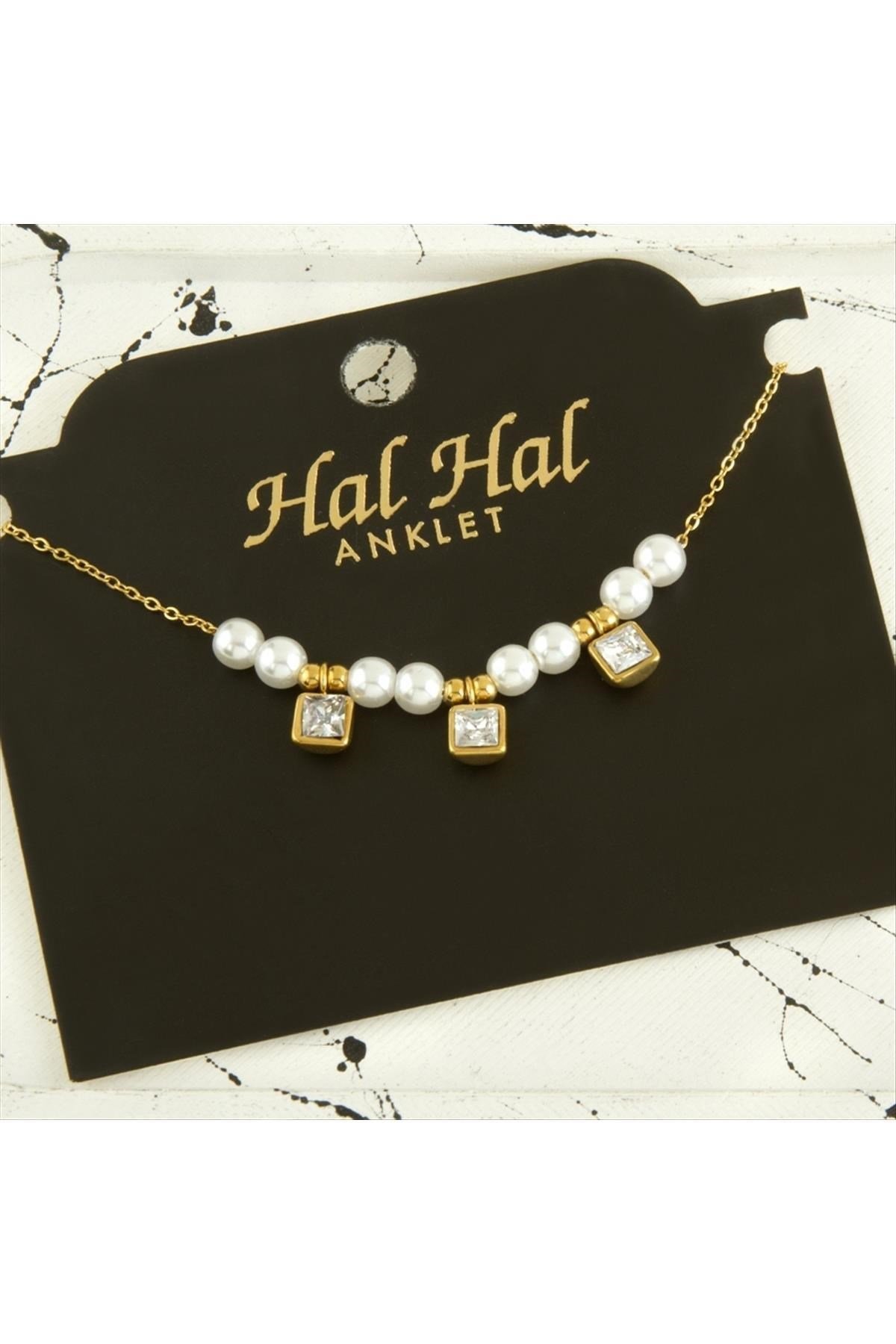 İnci Taşlı Lüks Çelik Halhal