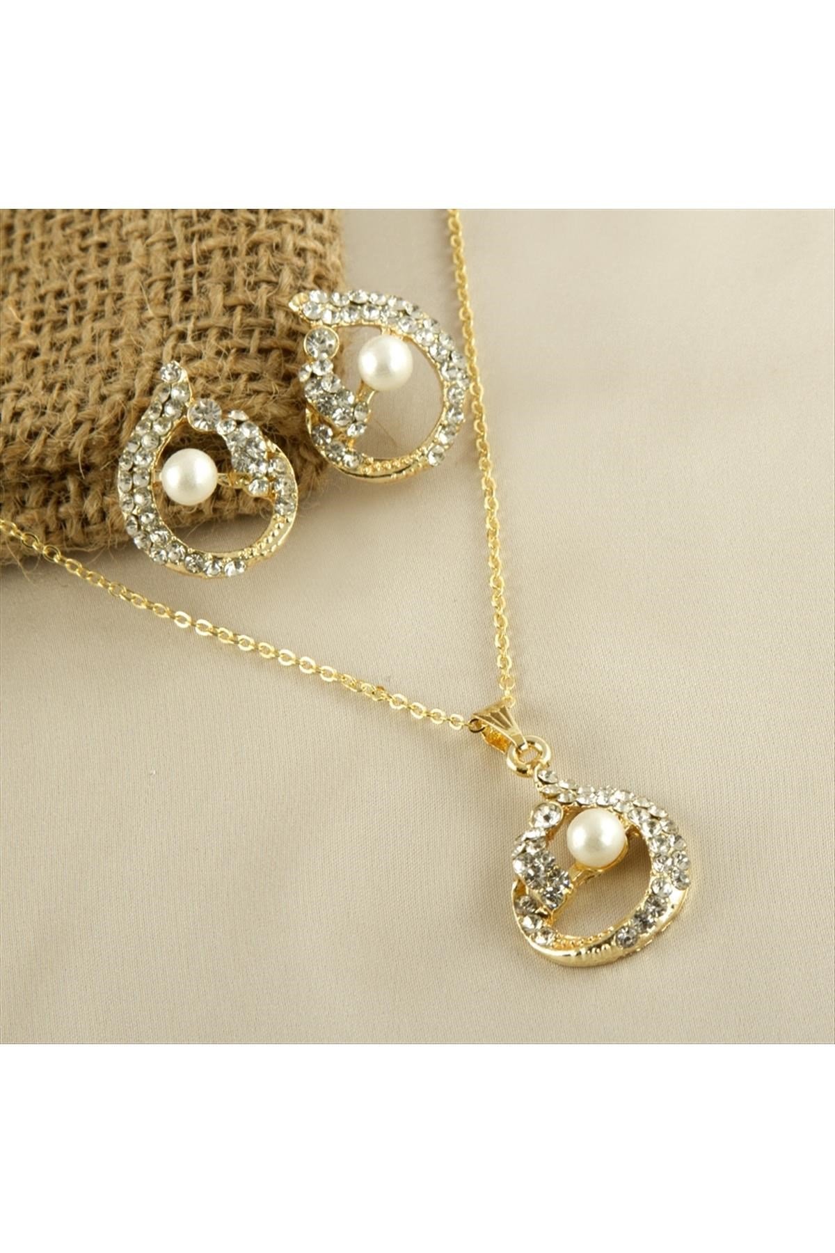 İnci Taşlı Set Kolye