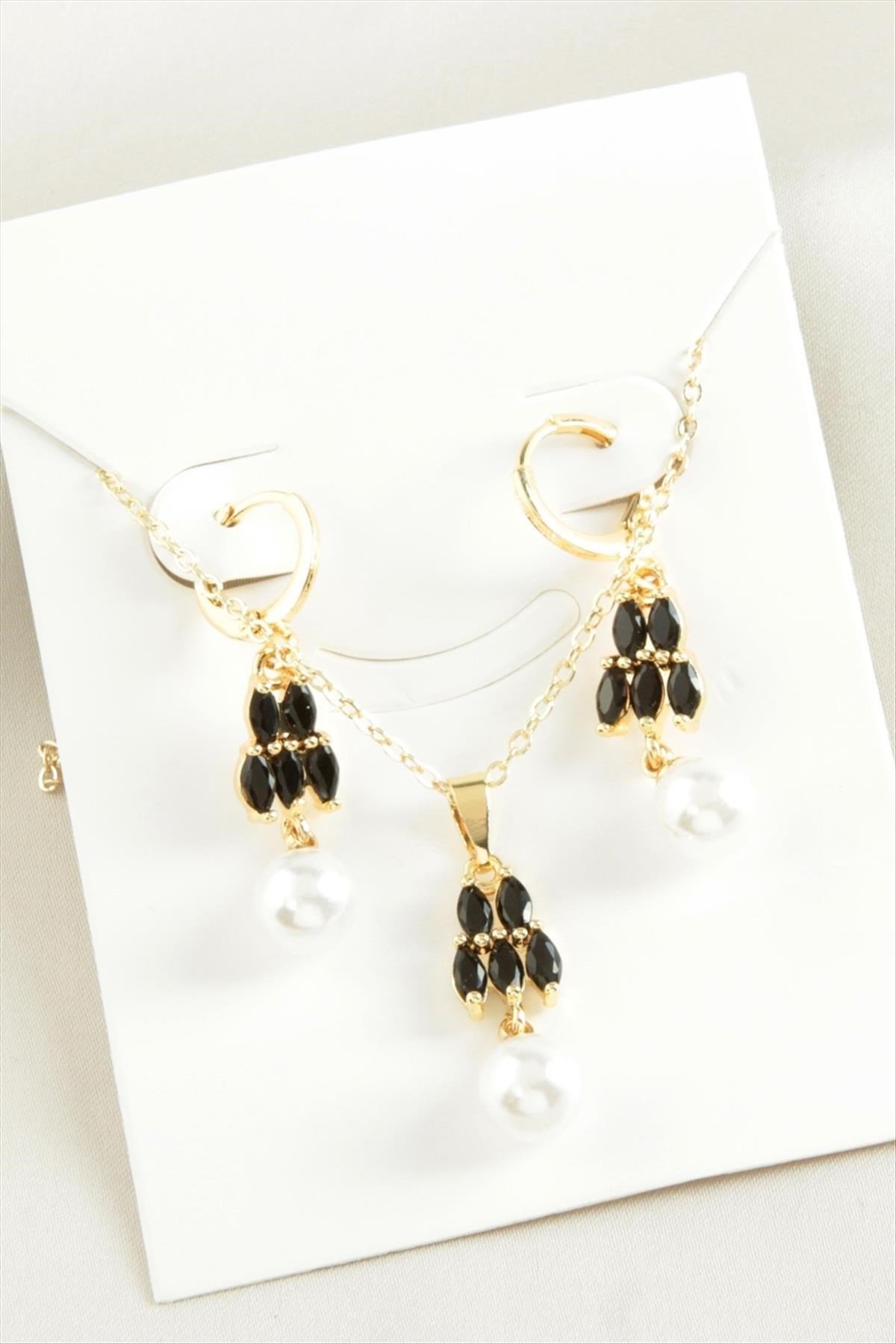 İnci Zirkon Taşlı Set Kolye