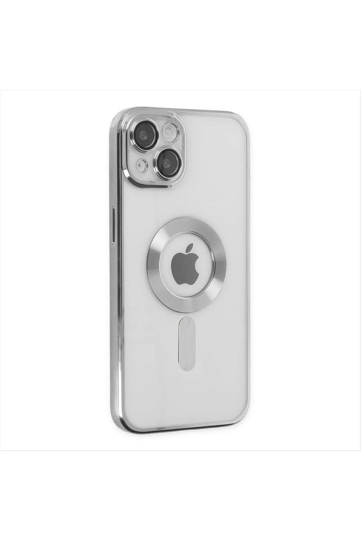 iPhone 14 Plus Lüx Magsaff Lazer Silikon Kılıf (Kamera Korumalı)