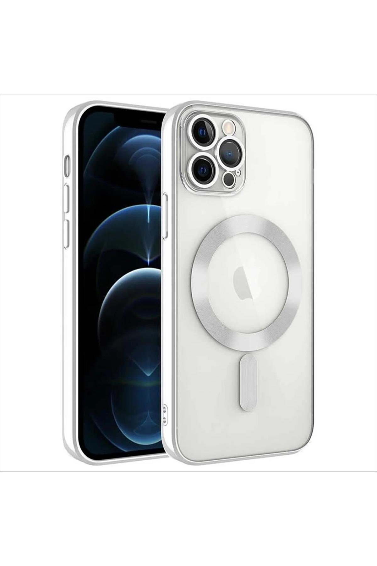 iPhone 14 Pro Lüx Magsaff Lazer Silikon Kılıf (Kamera Korumalı)