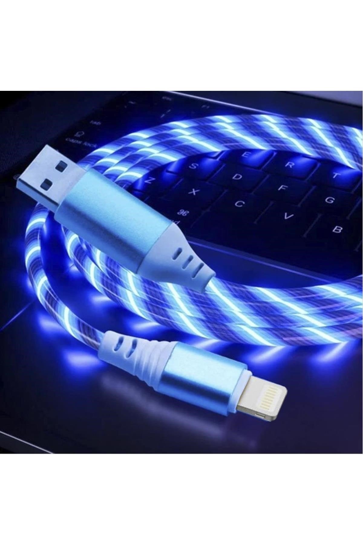 Işıklı İphone USB Data Şarj Kablosu