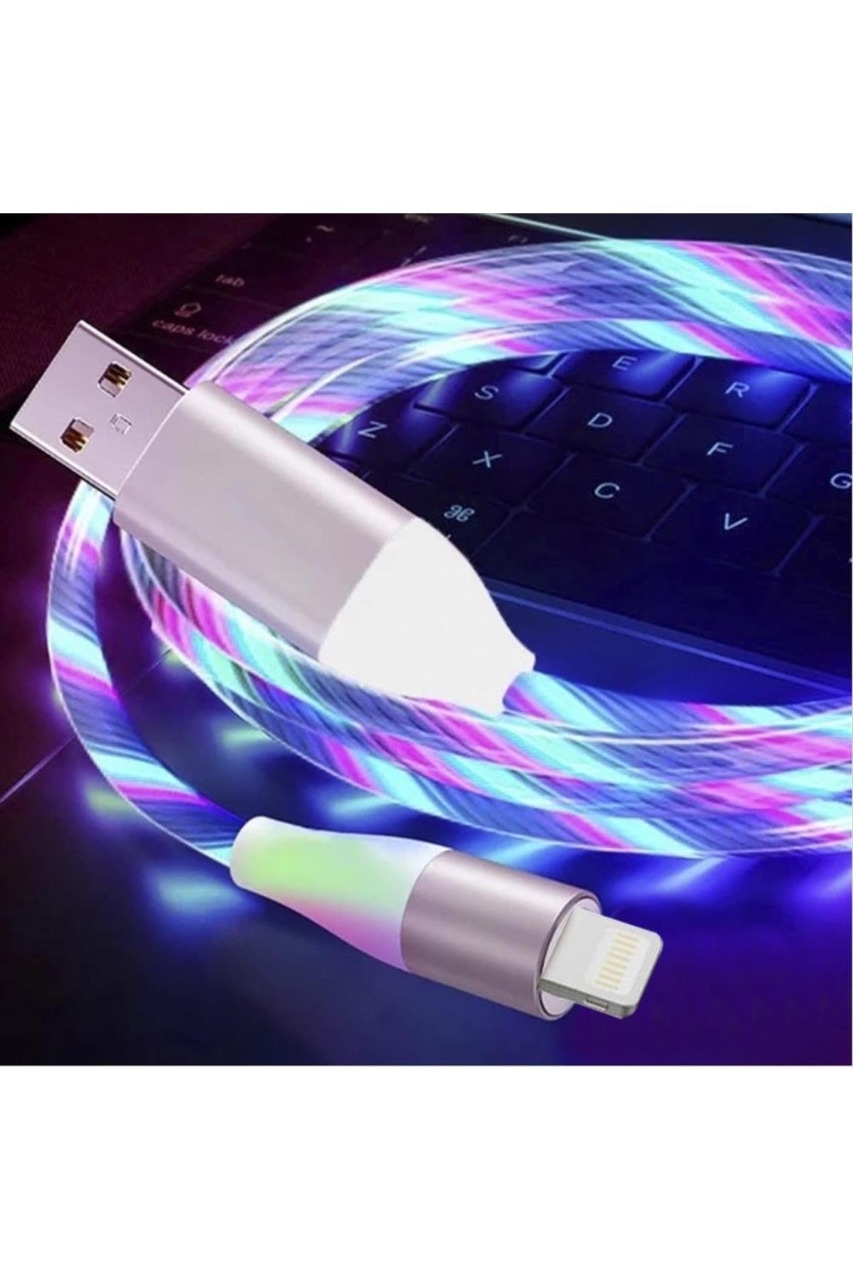Işıklı İphone USB Data Şarj Kablosu