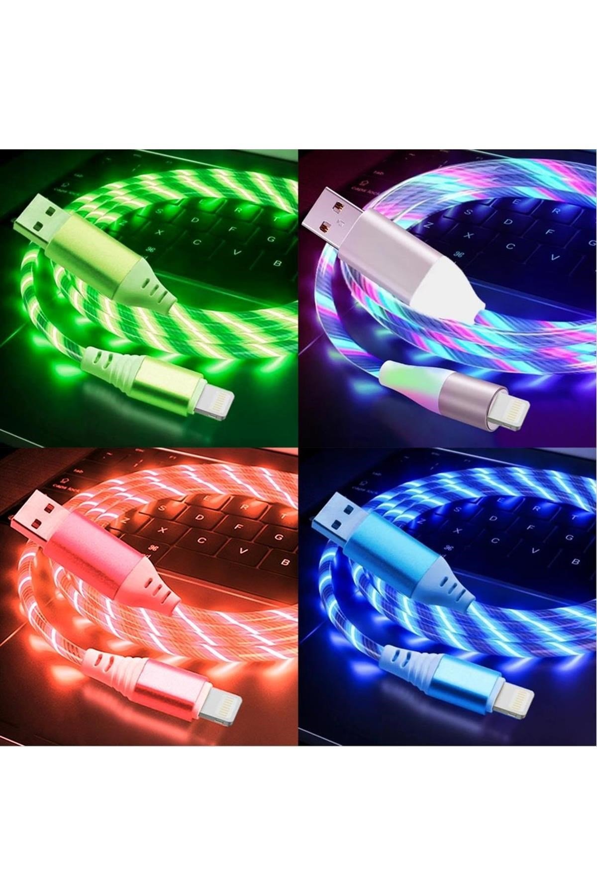 Işıklı İphone USB Data Şarj Kablosu