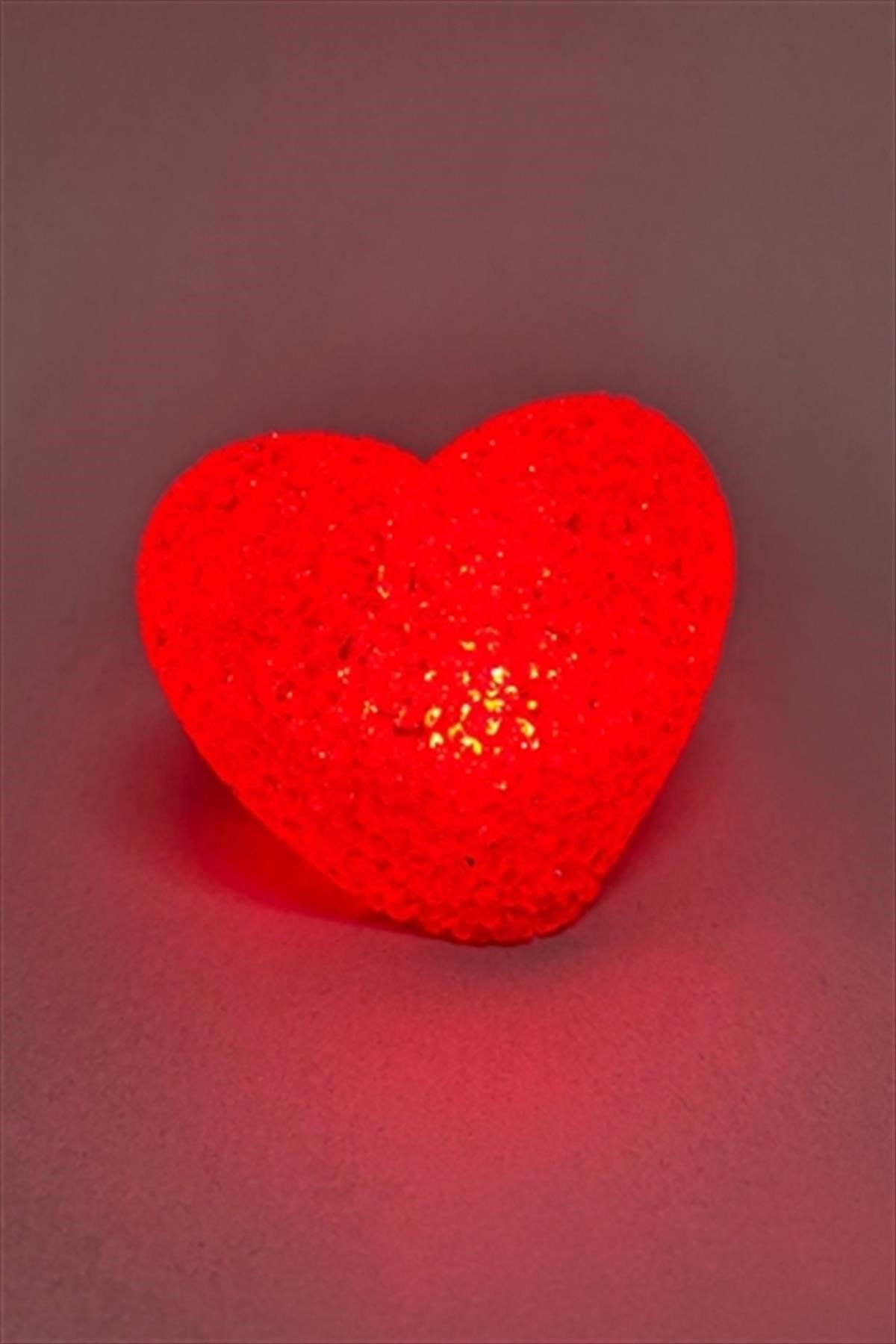 Işıklı Kırmızı Kalp Led Lamba 11 cm