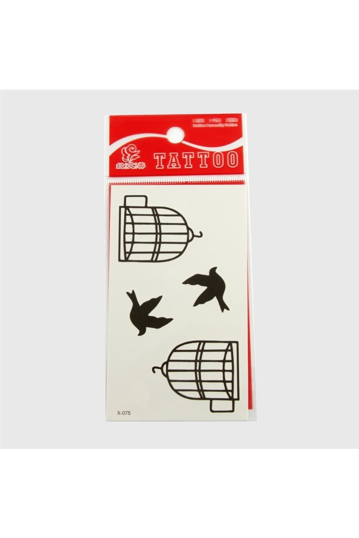 Kafes Kuş Tattoo Dövme Sticker Küçük