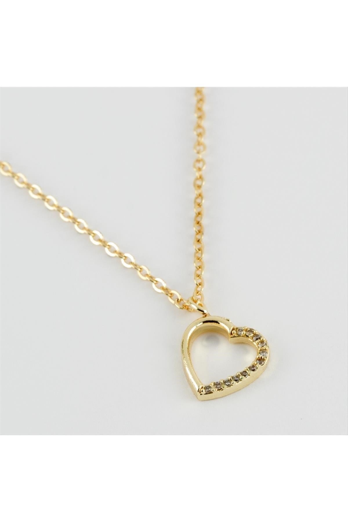 Kalp Figürlü Zirkon Taşlı Trend Minik Kolye