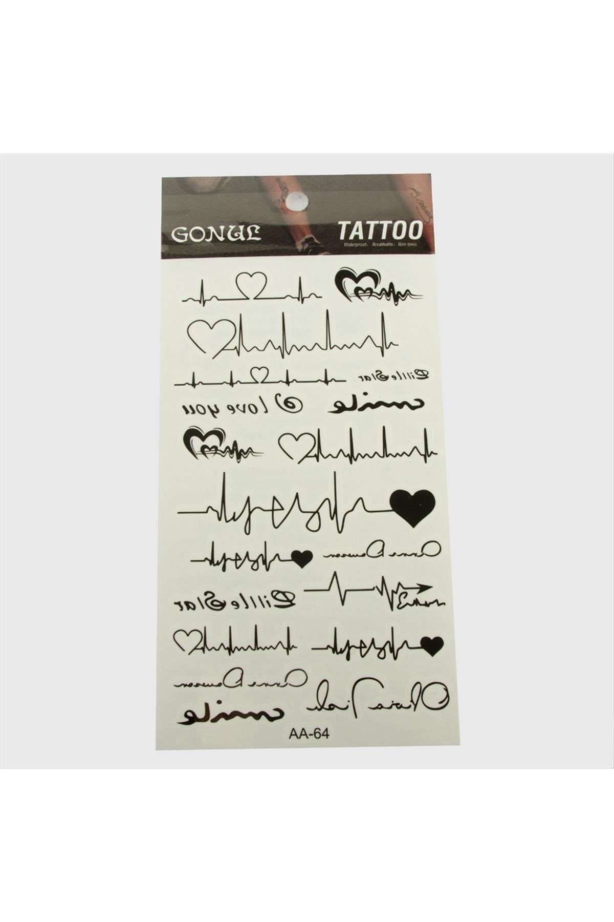 Kalp Ritim Tattoo Dövme Sticker