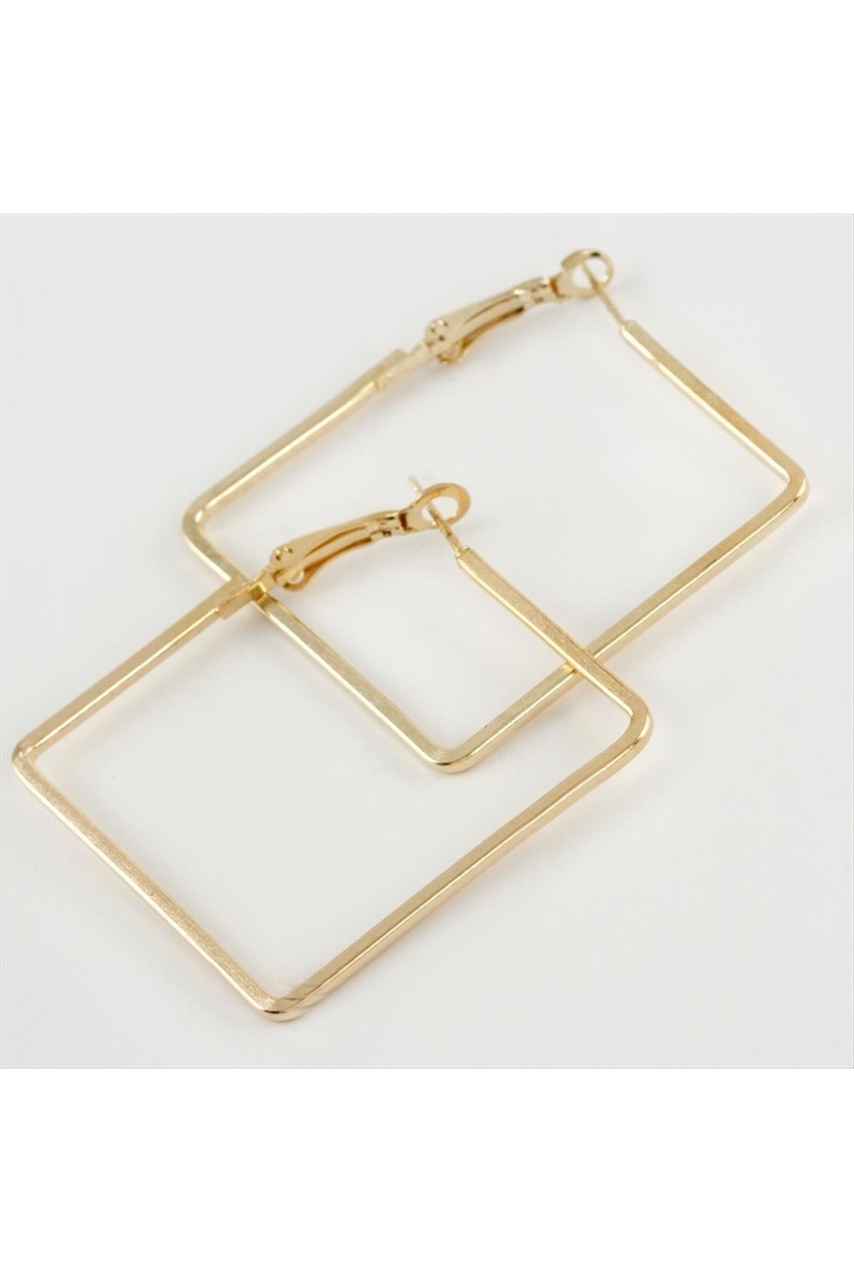 Kare Yeni Sezon Metal Halka Küpe 4  cm