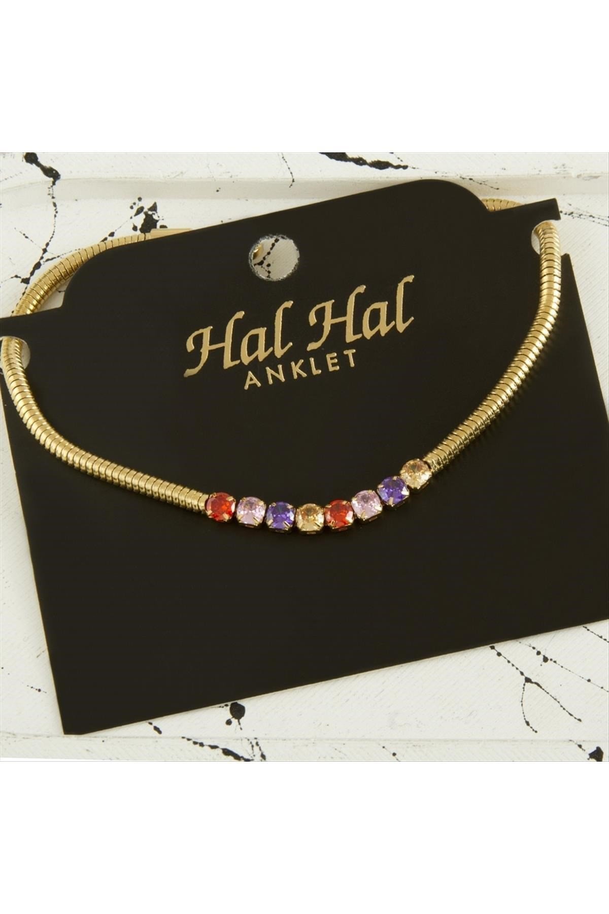 Kare Zirkon Taşlı Lüks Çelik Halhal