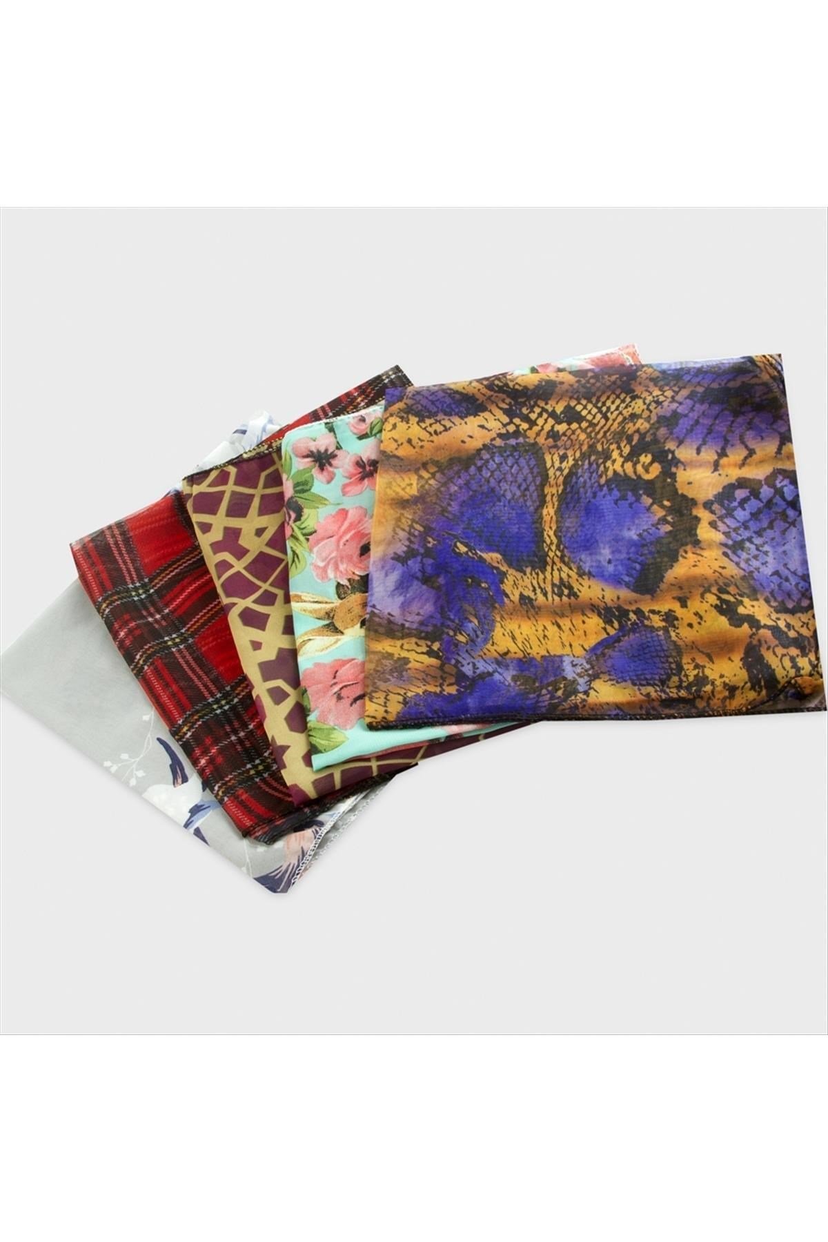 Karışık Desenli Şifon Bandana 45*45