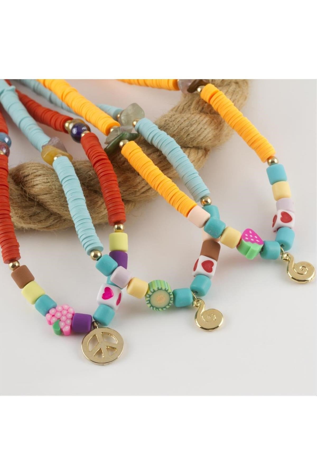 Karışık Figürlü Boncuk Fimo Kolye