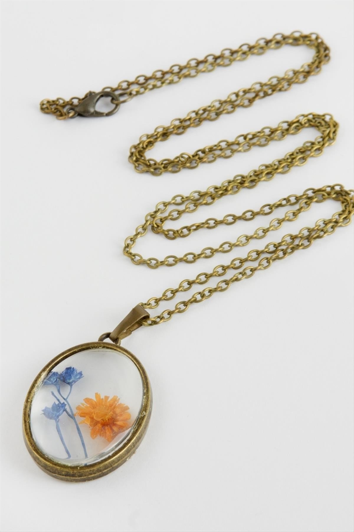 Karışık Renkli Çiçek Canlı Kolye