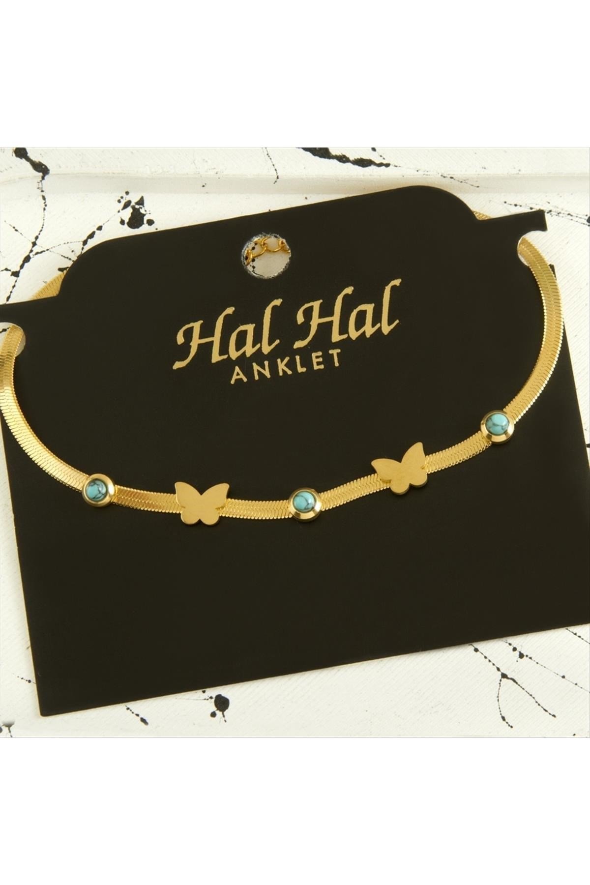 Kelebek İtalyan Zincirli Lüks Çelik Halhal
