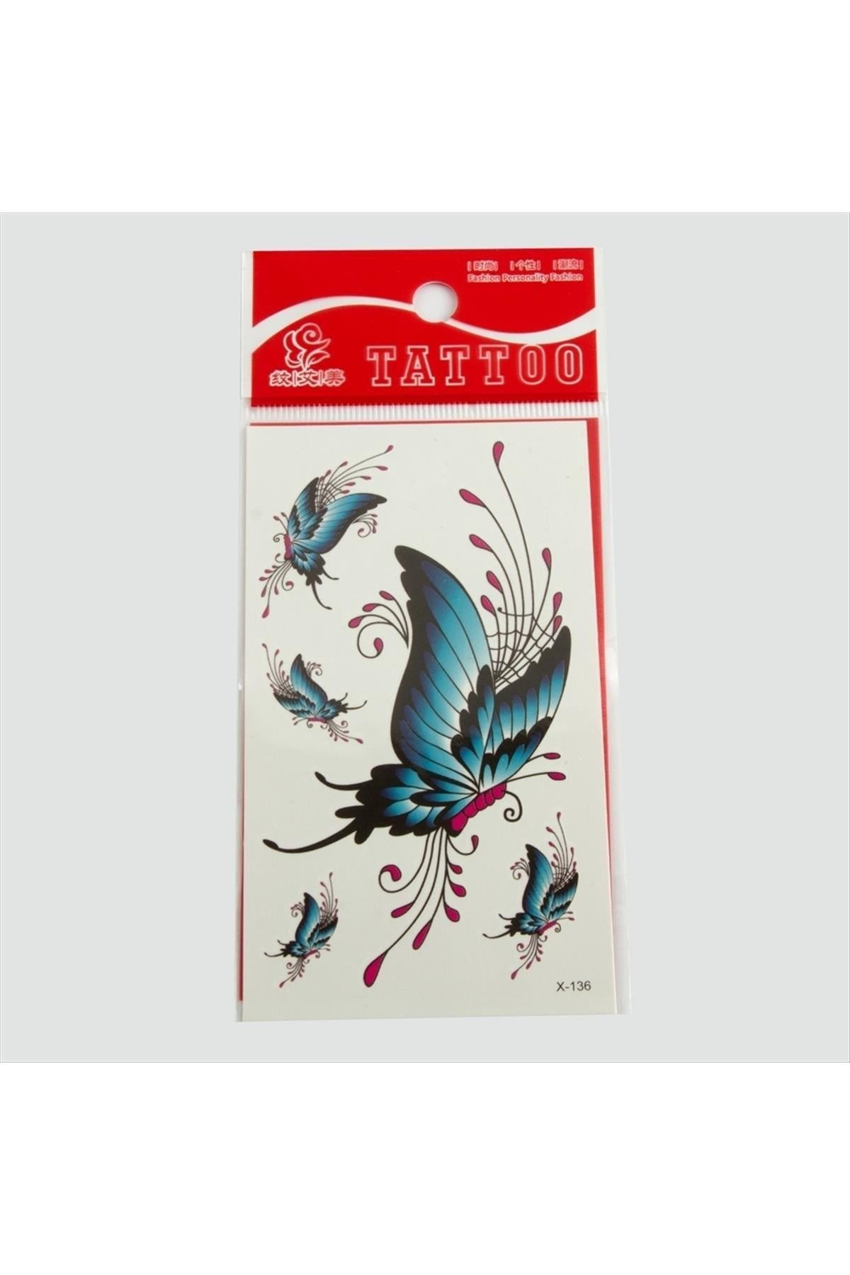 Kelebek Tattoo Dövme Sticker Küçük
