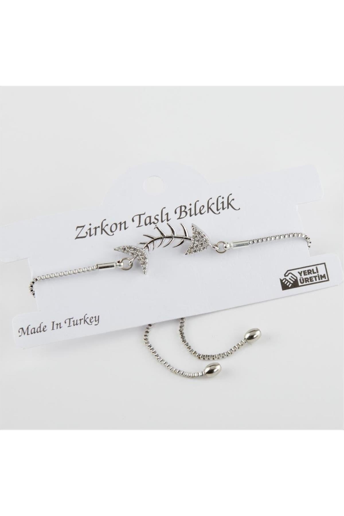 Kılçık Figürlü Zirkon Taşlı Asansörlü Bileklik