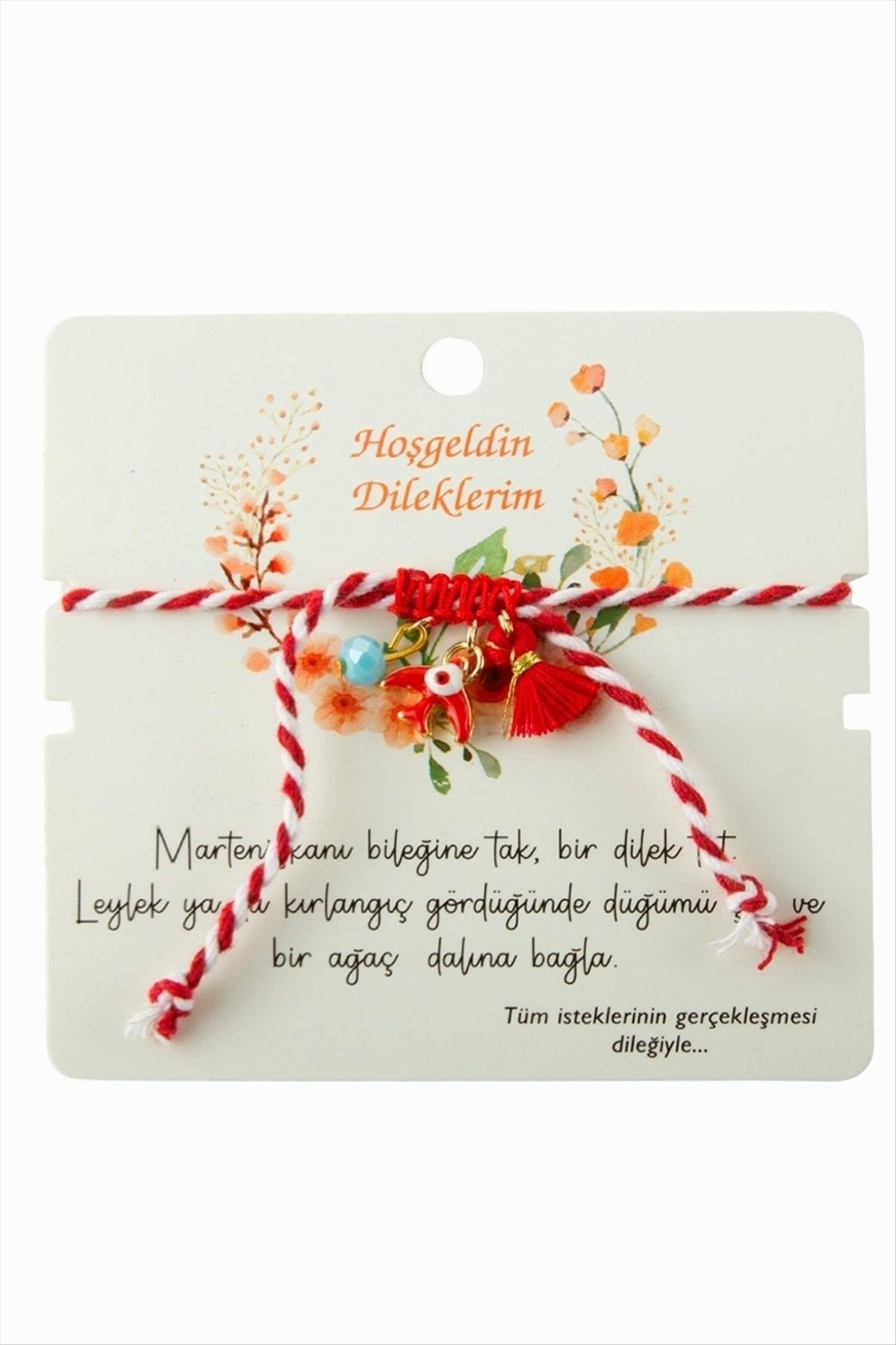 Kırlangıç Püsküllü Kristal Marteniçka İp Bileklik