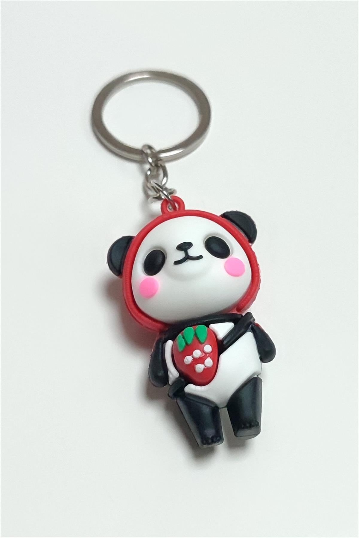 Kırmızı Başlıklı Panda Silikon Anahtarlık