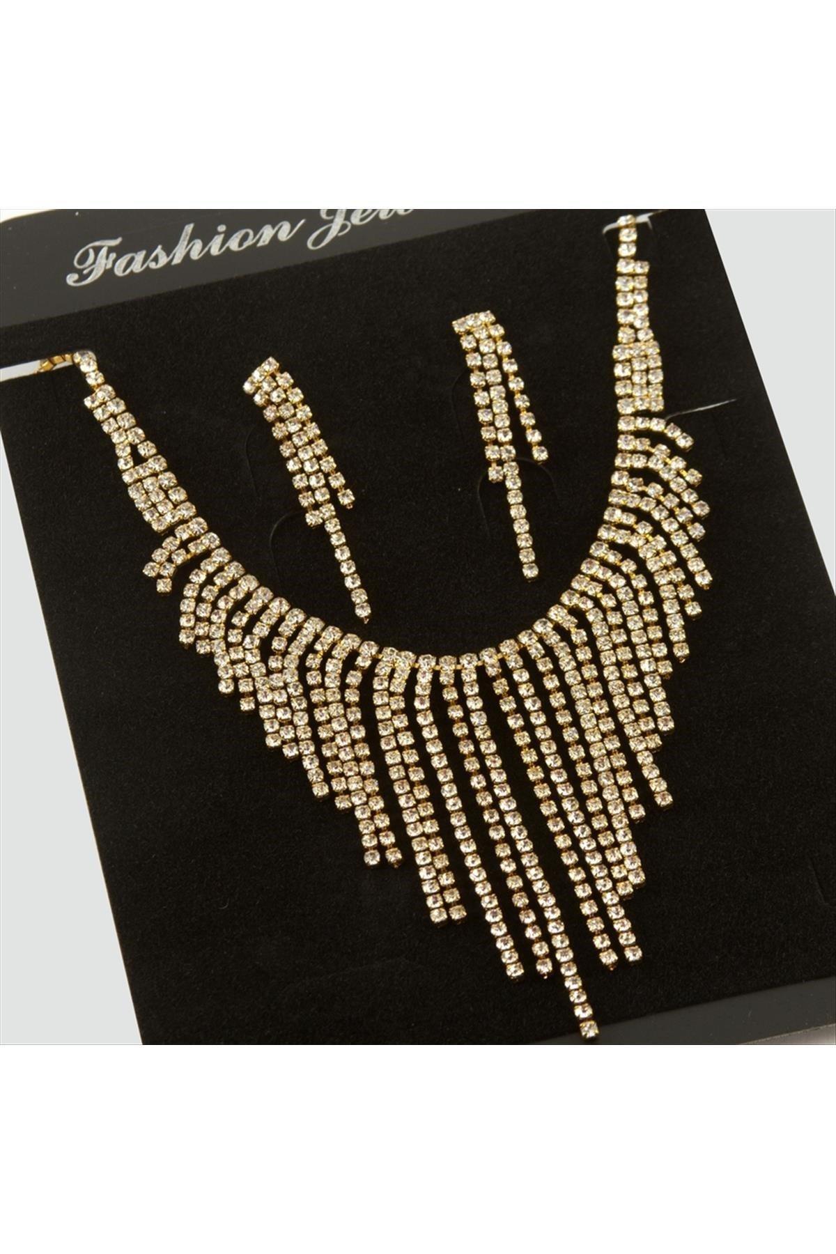 Kırmızı Sarı Renkli Lüks Suyolu Set Kolye