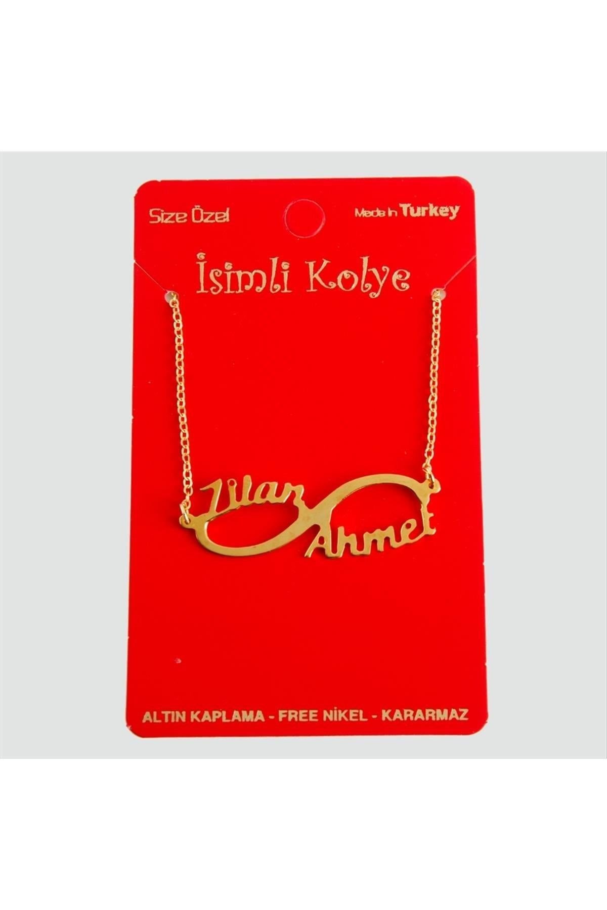 Kişiye Özel Sonsuzluk Çift İsim Yazılı Kolye