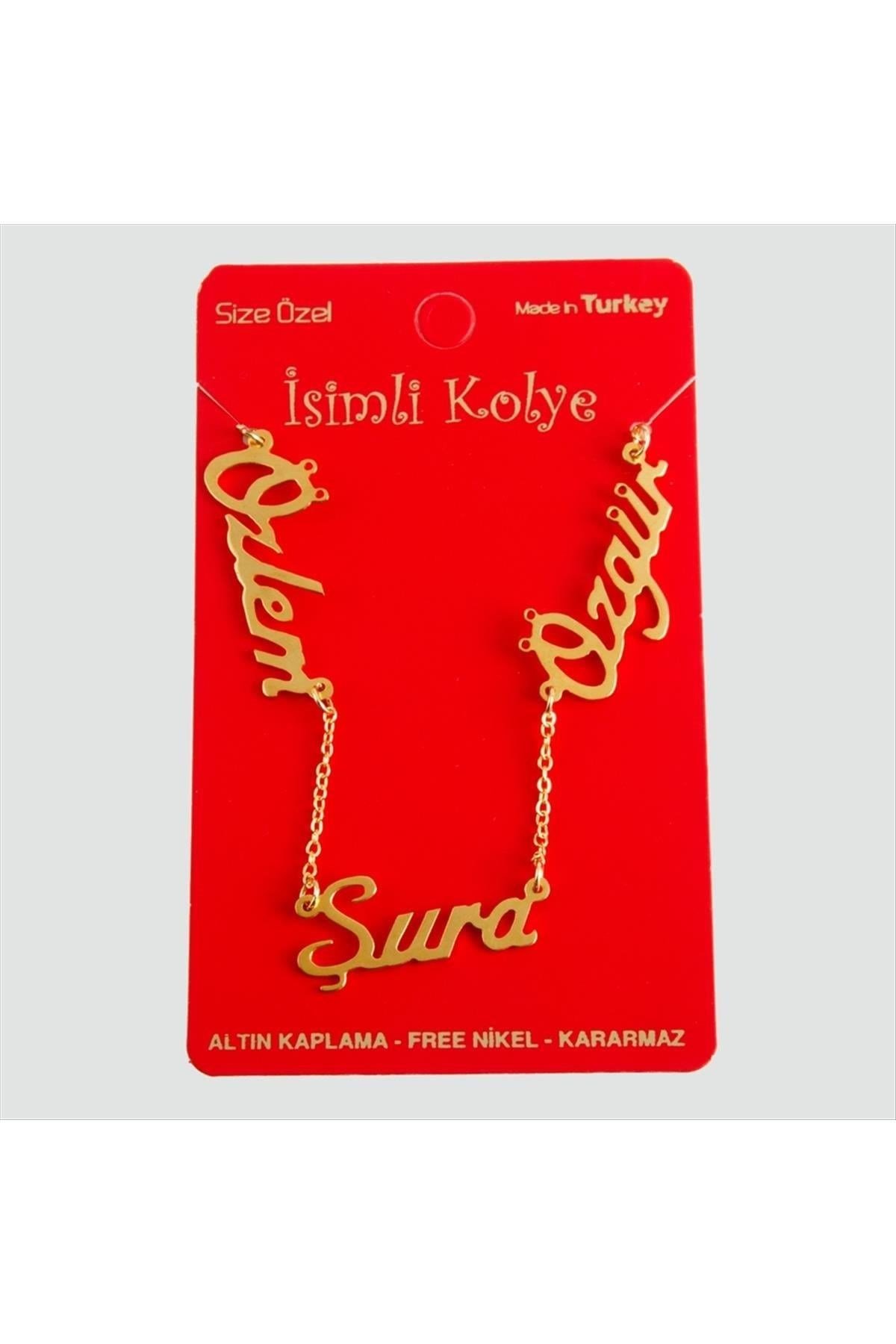 Kişiye Özel Üç İsim Yazılı Kolye