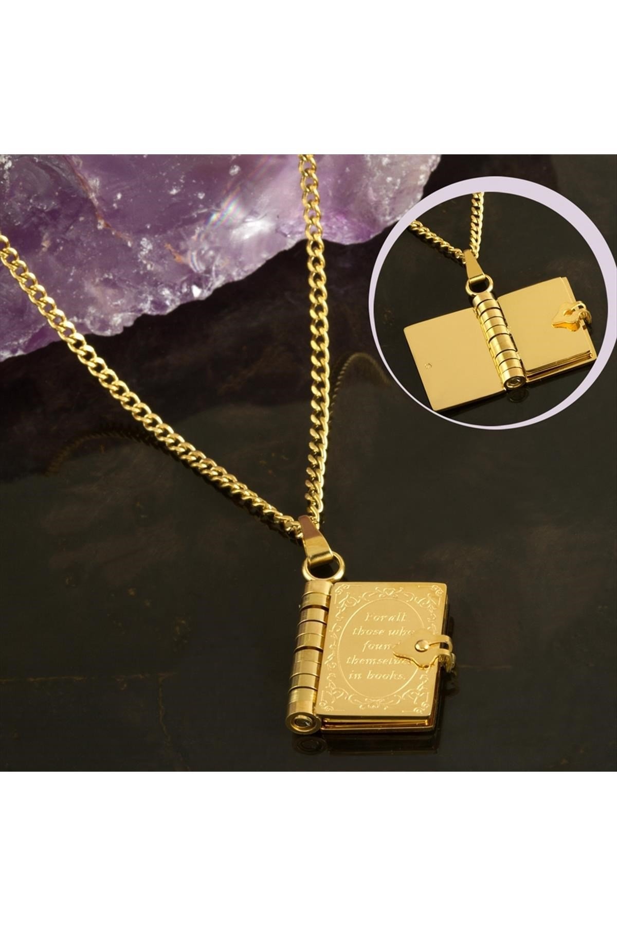 Kitap Kapaklı Çelik Kolye