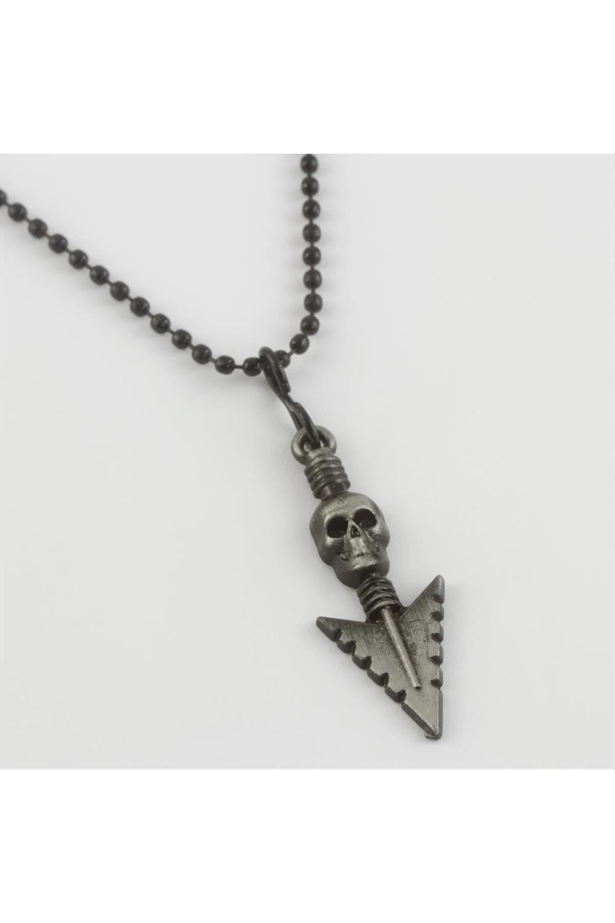 Kuru Kafa Ok Figürlü Metal Erkek Kolye