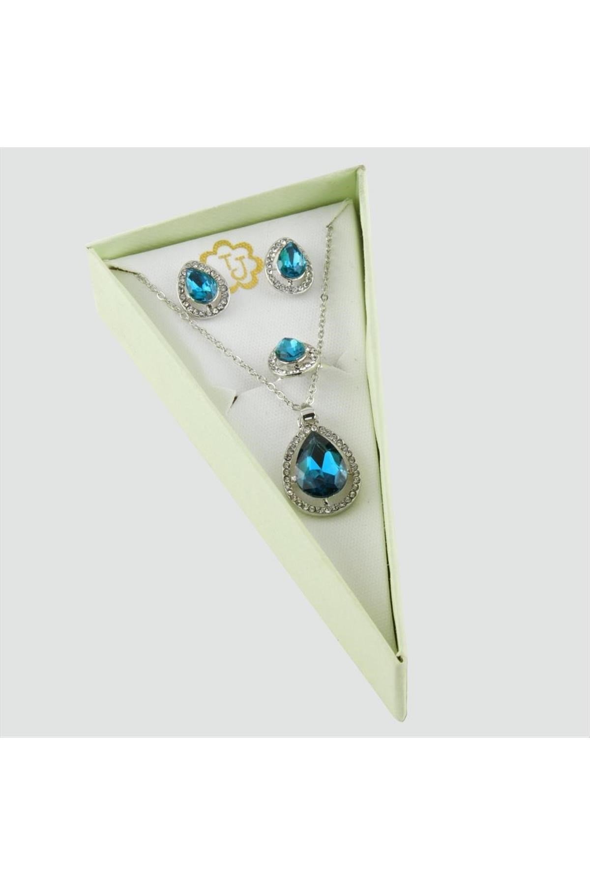Kutulu Taşlı Set Kolye 1,5 cm